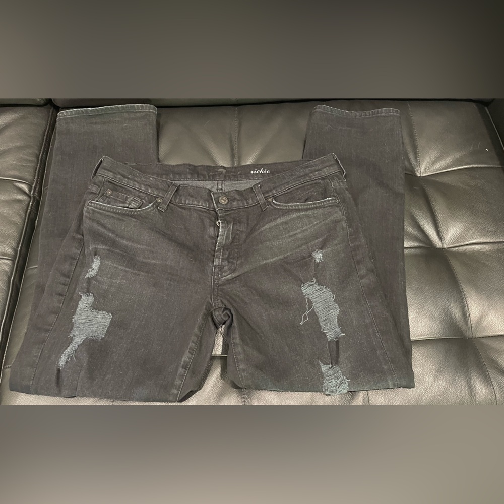 7 For All Mankind Rickie Classic Boyfriend Tried TrueBlack Jeans